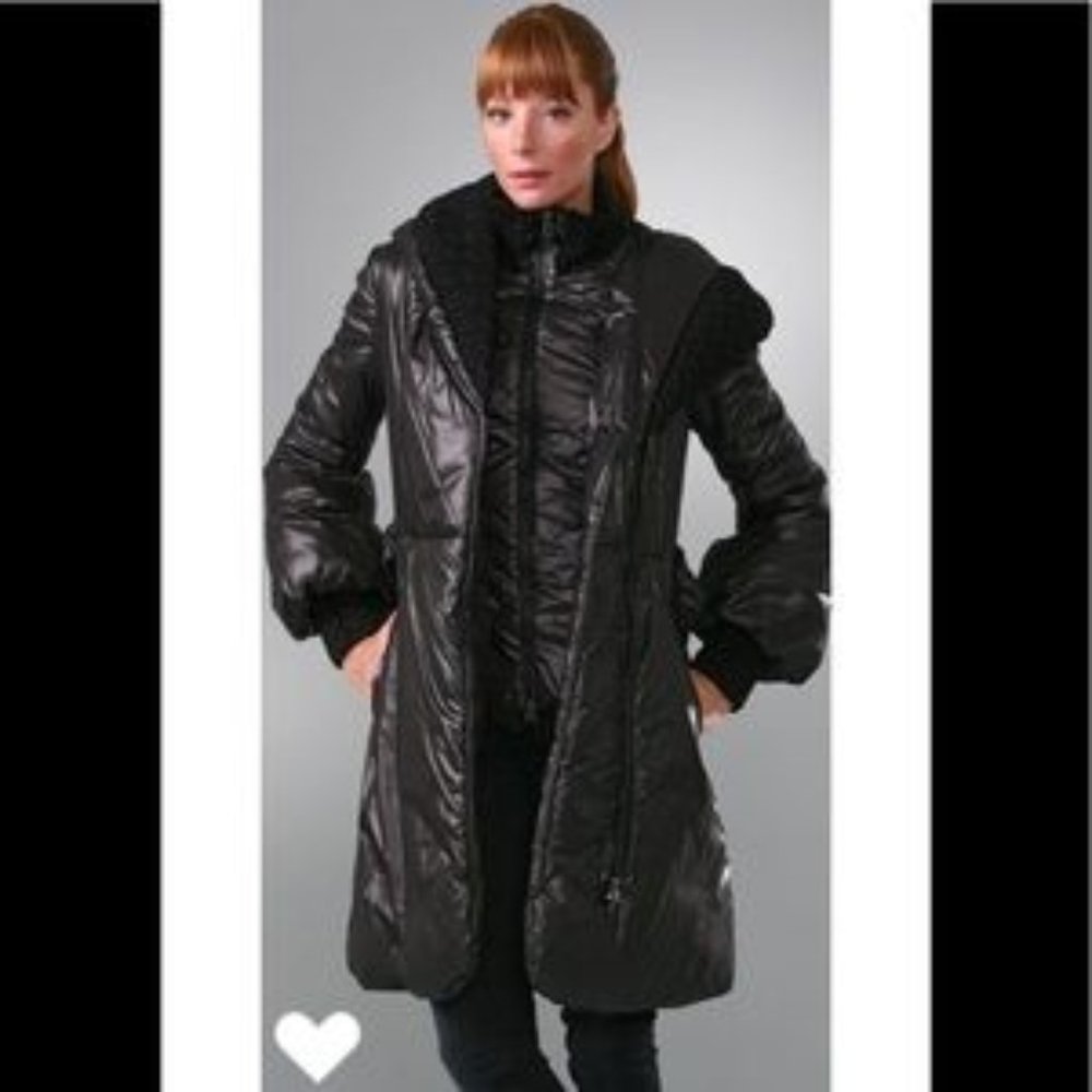 Mackage- Ace Long Down Coat with Knit Collar in Large